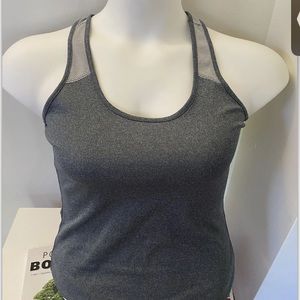Ladies Avia Platinum Gray Pin Striped Active Racerback Keyhole Tank size M